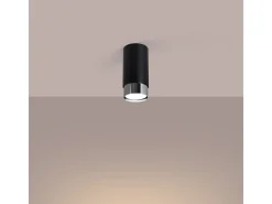 Sollux Lighting Plafón-Lámpara de techo Alvor moderno de acero - 1 fuentes luminosas 4000K - L.6 x A.12,5 cm - /cromo Negro
