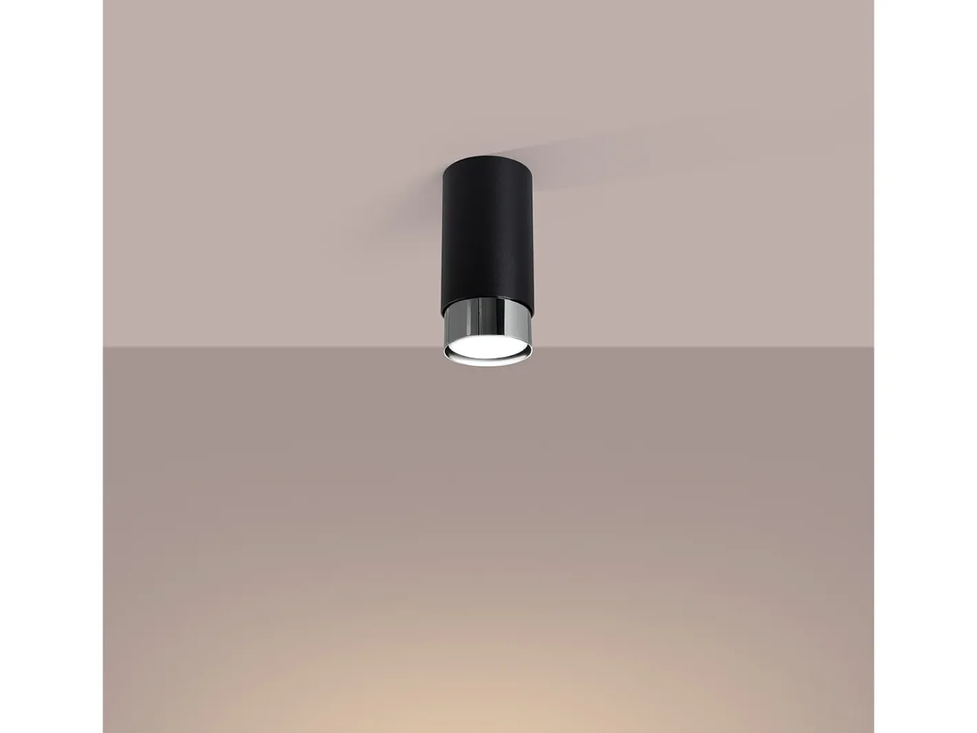 Sollux Lighting Plafón-Lámpara de techo Alvor moderno de acero - 1 fuentes luminosas 4000K - L.6 x A.12,5 cm - /cromo Negro