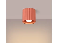 Clearance Sollux Lighting Lámpara De Techo Aura Minimalista De Aluminio - 1 Fuentes Luminosas - L.10 X A.10 Cm - Aterciopelado Rosa