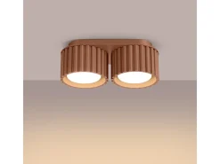 Sollux Lighting Plafón-Lámpara De Techo Aura Minimalista De Aluminio - 2 Fuentes Luminosas - L.21 X A.12 Cm - Moca Bronce