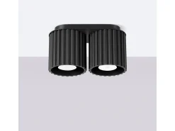Outlet Sollux Lighting Lámpara De Techo Aura Minimalista De Aluminio - 2 Fuentes Luminosas - L.21 X A.12 Cm - Negro
