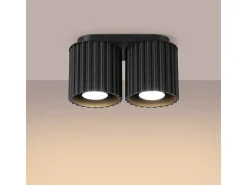 Outlet Sollux Lighting Lámpara De Techo Aura Minimalista De Aluminio - 2 Fuentes Luminosas - L.21 X A.12 Cm - Negro