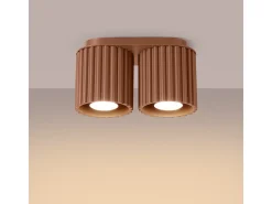 Sollux Lighting Lámpara De Techo Aura Minimalista De Aluminio - 2 Fuentes Luminosas - L.21 X A.12 Cm - Moca Bronce Best