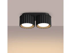 Discount Sollux Lighting Lámpara De Techo Aura Minimalista De Aluminio - 2 Fuentes Luminosas - L.21 X A.12 Cm - Negro
