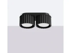 Discount Sollux Lighting Lámpara De Techo Aura Minimalista De Aluminio - 2 Fuentes Luminosas - L.21 X A.12 Cm - Negro