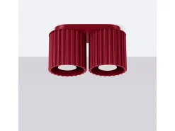Hot Sollux Lighting Lámpara De Techo Aura Minimalista De Aluminio - 2 Fuentes Luminosas - L.21 X A.12 Cm - Borgoña Rojo
