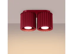 Hot Sollux Lighting Lámpara De Techo Aura Minimalista De Aluminio - 2 Fuentes Luminosas - L.21 X A.12 Cm - Borgoña Rojo
