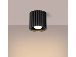 New Sollux Lighting Lámpara De Techo Aura Minimalista De Aluminio - 1 Fuentes Luminosas - L.10 X A.10 Cm - Negro