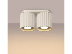 Sollux Lighting Plafón-Lámpara De Techo Aura Minimalista De Aluminio - 2 Fuentes Luminosas - L.21 X A.12 Cm - Beige