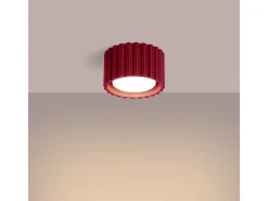 Sollux Lighting Plafón-Lámpara De Techo Aura Minimalista De Aluminio - 1 Fuentes Luminosas - L.10 X A.10 Cm - Borgoña Rojo