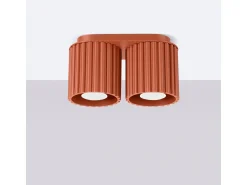 Online Sollux Lighting Lámpara De Techo Aura Minimalista De Aluminio - 2 Fuentes Luminosas - L.21 X A.12 Cm - Ocre Rojo
