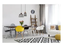 Plafón-Lámpara de techo BAGUET estilo moderno - Alt. 120 cm x D.ø30 cm- E27 42W - ip20 - acero y madera - Negro