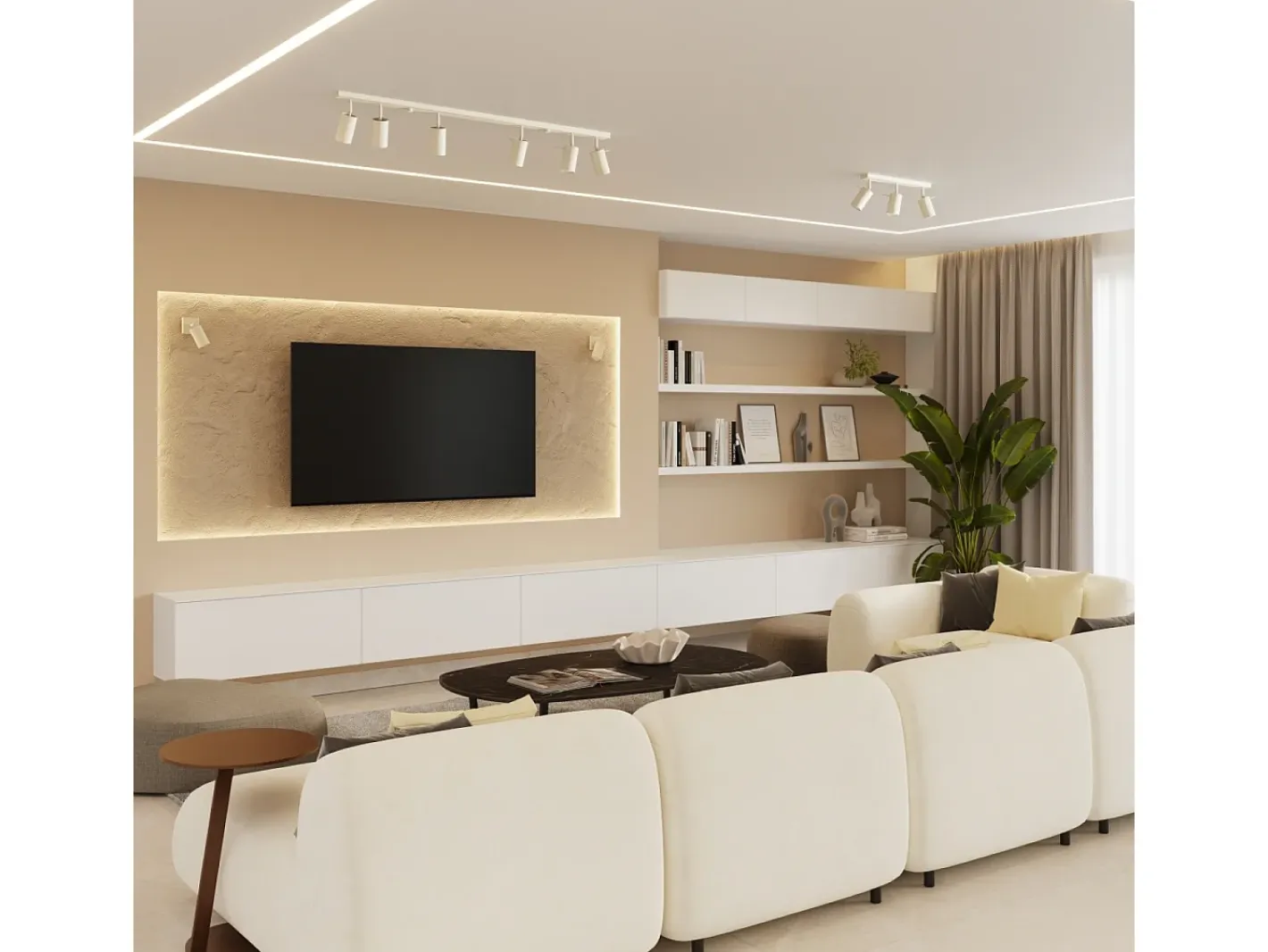Sollux Lighting Plafón-Lámpara de techo Briix moderno de acero - 4 fuentes luminosas 3000K - L.81 x A.17 cm - Beige