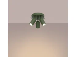 Sollux Lighting Lámpara de techo Briix moderno de acero - 3 fuentes luminosas 4000K - L.19,5 x A.18,5 cm - oliva Verde New