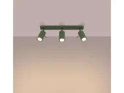 New Sollux Lighting Lámpara de techo Briix moderno de acero - 3 fuentes luminosas 4000K - L.45 x A.17 cm - oliva Verde