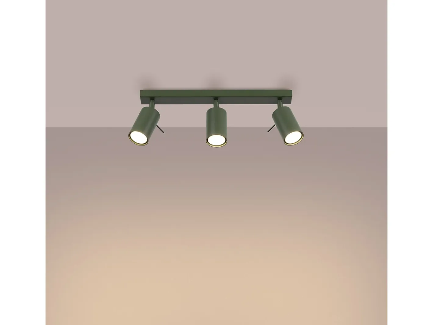 New Sollux Lighting Lámpara de techo Briix moderno de acero - 3 fuentes luminosas 4000K - L.45 x A.17 cm - oliva Verde
