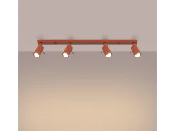 Outlet Sollux Lighting Lámpara de techo Briix moderno de acero - 4 fuentes luminosas 4000K - L.81 x A.17 cm - ocre Rojo