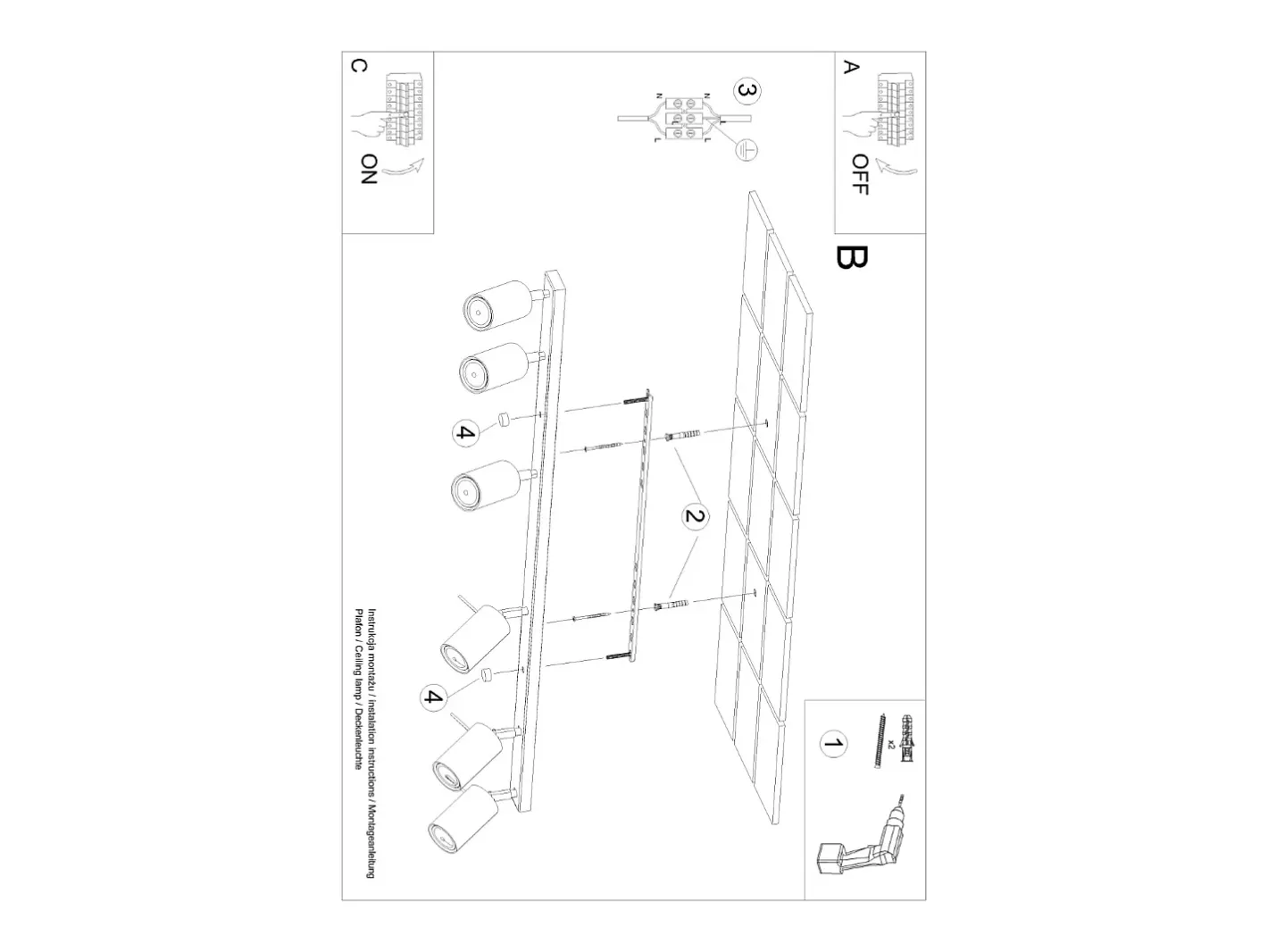 Sollux Lighting Plafón-Lámpara de techo Briix moderno de acero - 6 fuentes luminosas 4000K - L.117 x A.17 cm - oliva Verde