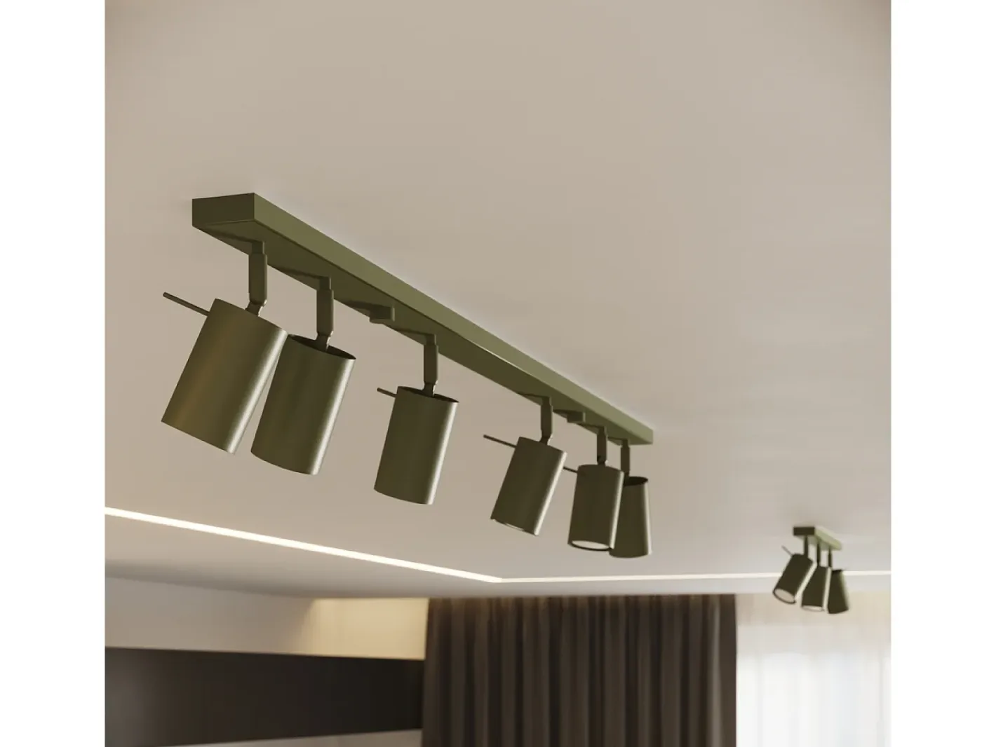 Sollux Lighting Plafón-Lámpara de techo Briix moderno de acero - 6 fuentes luminosas 4000K - L.117 x A.17 cm - oliva Verde