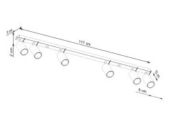Sollux Lighting Plafón-Lámpara de techo Briix moderno de acero - 6 fuentes luminosas 4000K - L.117 x A.17 cm - oliva Verde