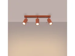 Sollux Lighting Plafón-Lámpara de techo Briix moderno de acero - 3 fuentes luminosas 4000K - L.45 x A.17 cm - ocre Rojo