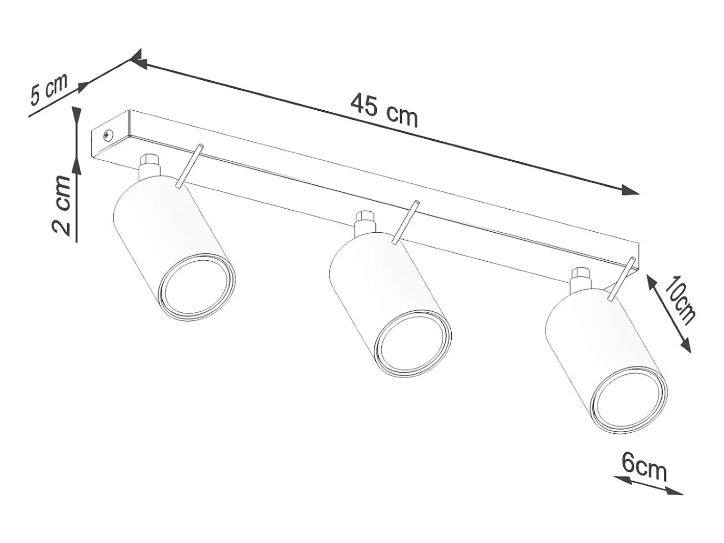 Sollux Lighting Plafón-Lámpara de techo Briix moderno de acero - 3 fuentes luminosas 4000K - L.45 x A.17 cm - ocre Rojo