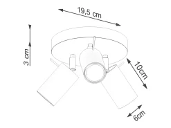 Hot Sollux Lighting Lámpara de techo Briix moderno de acero - 3 fuentes luminosas 3000K - L.19,5 x A.18,5 cm - Beige