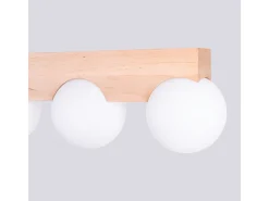 Sollux Lighting Lámpara De Techo Bulbo Moderno De Madera/Vidrio - 3 Fuentes Luminosas - L.46 X A.16 Cm - Madera Natural/ Blanco Best