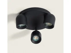 Ledkia Plafón-Lámpara de Techo Circular Orientable Aluminio 3 Focos Caleb Negro