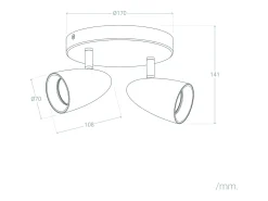Ledkia Aplique Para Pared-Lámpara de Techo Circular Orientable Aluminio 2 Focos Adrien Piedra Gris