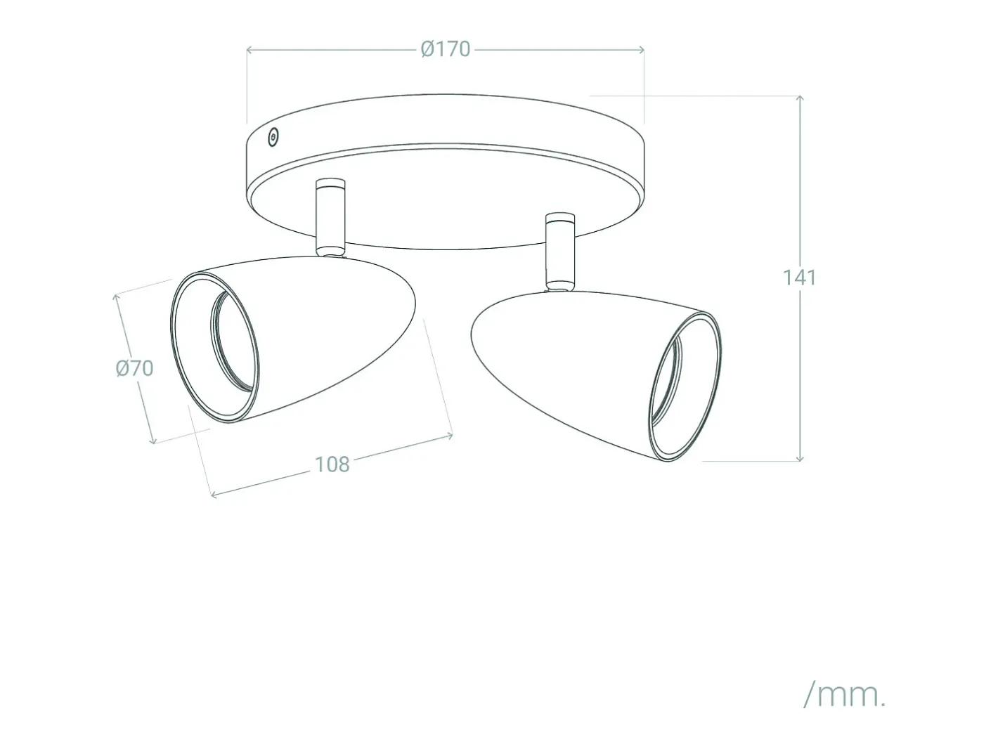 Ledkia Aplique Para Pared-Lámpara de Techo Circular Orientable Aluminio 2 Focos Adrien Piedra Gris