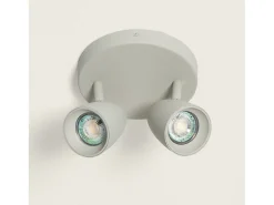 Ledkia Aplique Para Pared-Lámpara de Techo Circular Orientable Aluminio 2 Focos Adrien Piedra Gris