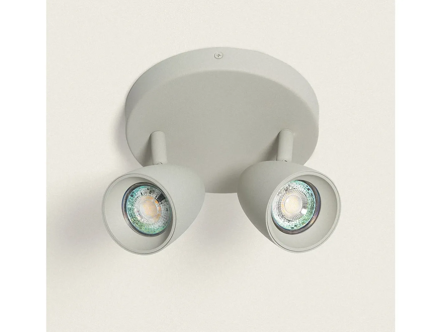 Ledkia Aplique Para Pared-Lámpara de Techo Circular Orientable Aluminio 2 Focos Adrien Piedra Gris