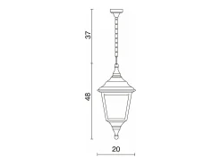 Lámpara Suspendida-Lámpara de techo CLIC CLAC 4 estilo clásico - Alt. 75 cm x anchura 20 cm- E27 42W - poliamida - ip44 - Negro