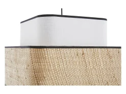 Miliboo Lámpara Suspendida-Lámpara de techo colgante de lino y rafia natural 35 cm TERA Blanco