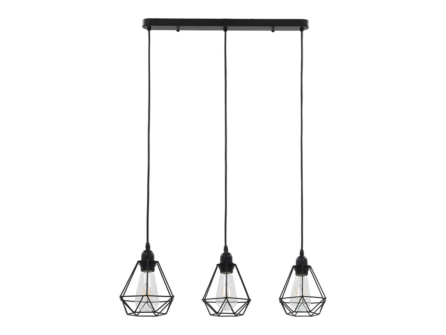 Best Lámpara de techo con diseño de rombos negra 3 bombillas E27 ES573691 Negro