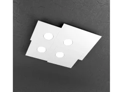 Plafón-Lámpara de techo cuadrada Toplight Plate de 4 luces con casquillo GX53, estructura blanca, diseño moderno 50x46x3cm Blanco