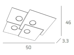 Plafón-Lámpara de techo cuadrada Toplight Plate de 4 luces con casquillo GX53, estructura blanca, diseño moderno 50x46x3cm Blanco