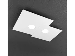 Plafón-Lámpara de techo cuadrada Toplight de 2 luces Plate con casquillo GX53, estructura blanca, diseño moderno 50x35x3cm Blanco
