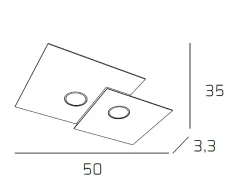Discount Lámpara de techo cuadrada Toplight de 2 luces Plate con casquillo GX53, estructura color arena, diseño moderno 50x35x3cm Marru00f3n chocolate
