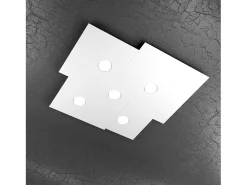 Plafón-Lámpara de techo cuadrada Toplight Plate de 5 luces con casquillo GX53, estructura blanca, diseño moderno 73x67x3cm Blanco