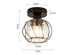 Outlet NETTLIFE Lámpara de techo de cristal moderna E27, lámpara de cocina vintage con marco de metal Negro