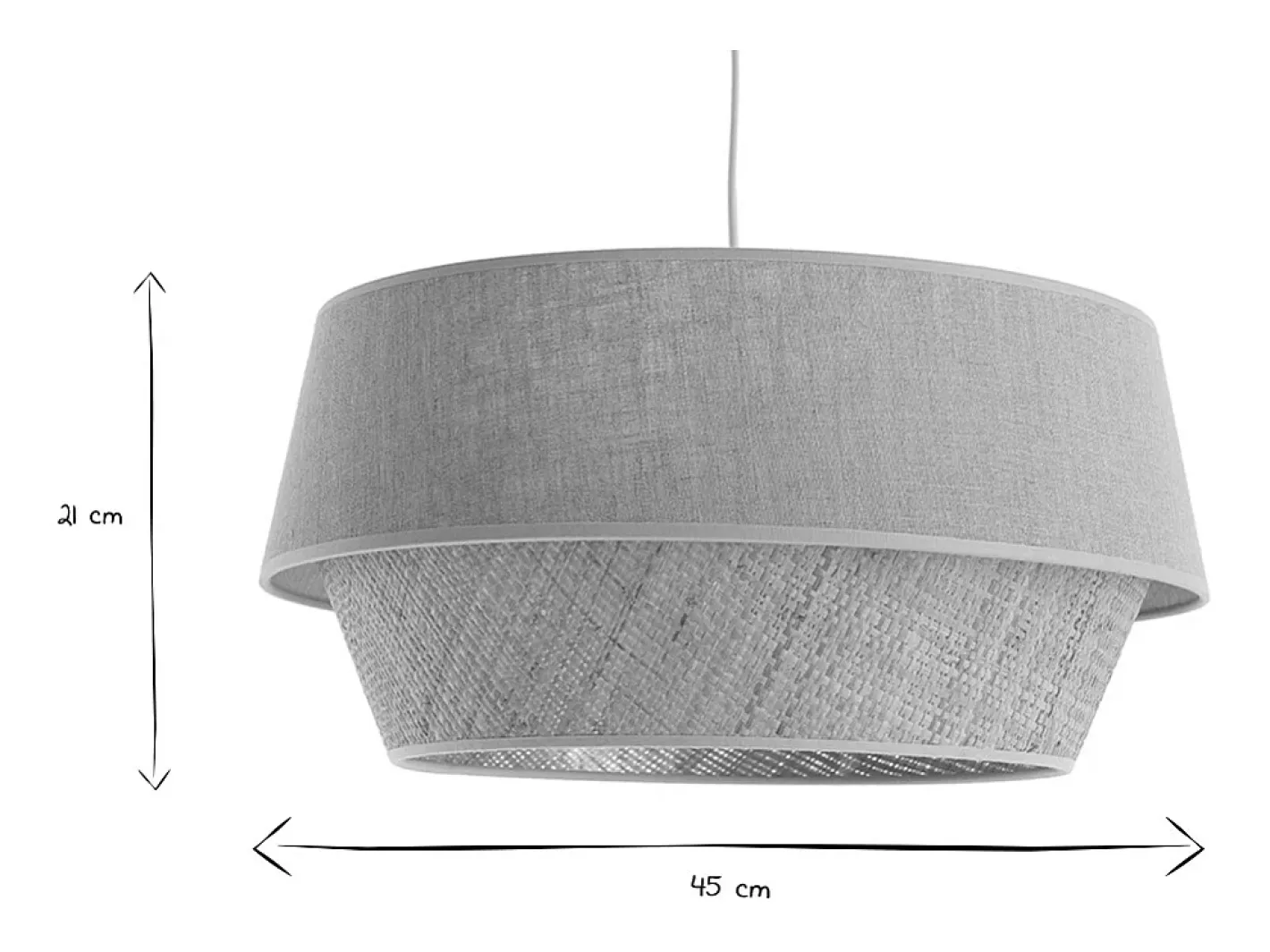Miliboo Lámpara Suspendida-Lámpara de techo de diseño doble material lino natural y rafia SENSA Blanco