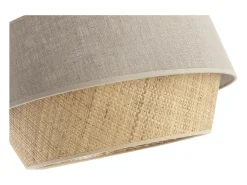 Miliboo Lámpara Suspendida-Lámpara de techo de diseño doble material lino natural y rafia SENSA Blanco