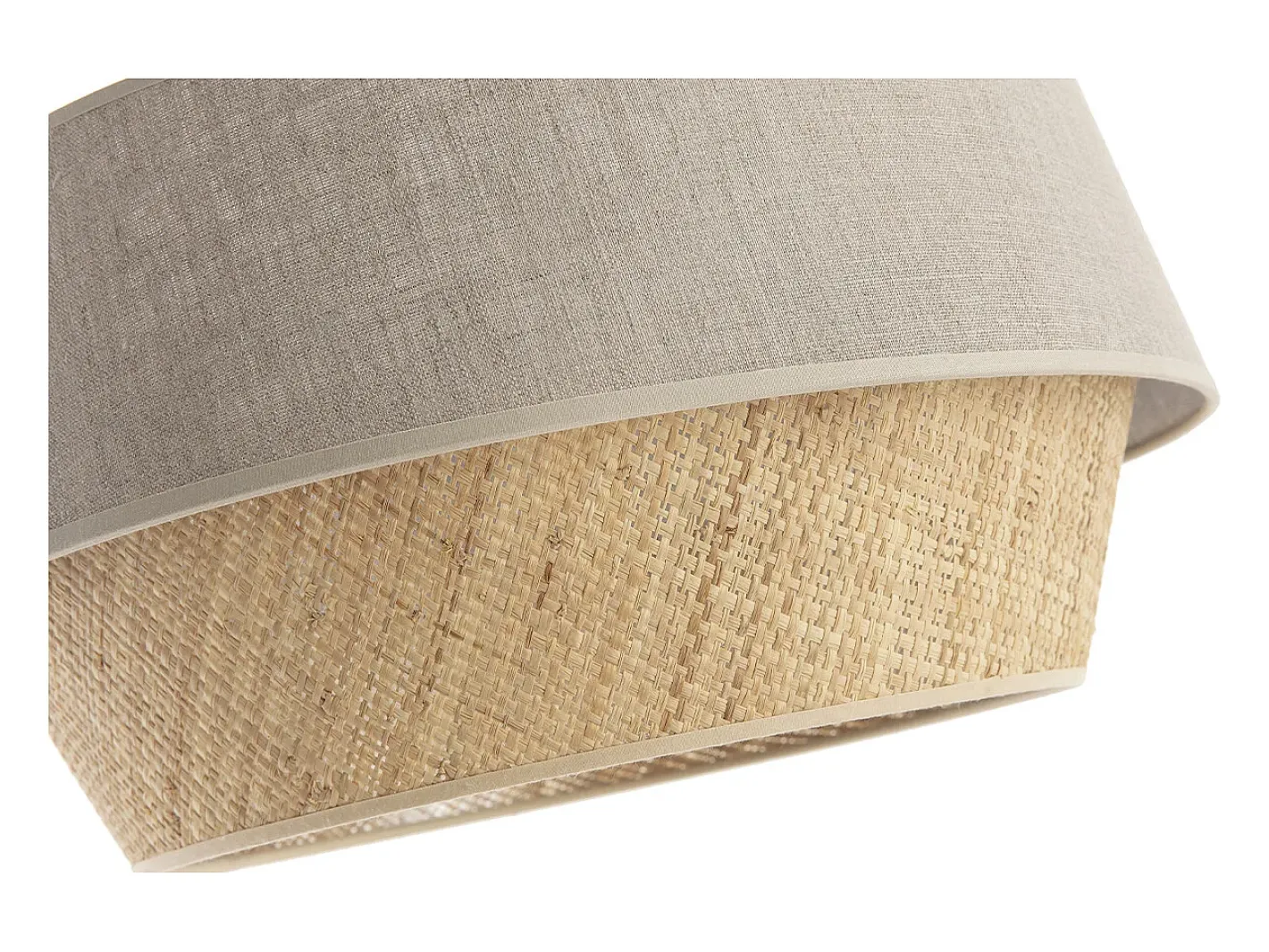 Miliboo Lámpara Suspendida-Lámpara de techo de diseño doble material lino natural y rafia SENSA Blanco
