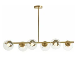 Sale OZAIA Lámpara de techo de latón pulido y 6 globos de cristal - Ancho 98 cm - YUKON Dorado