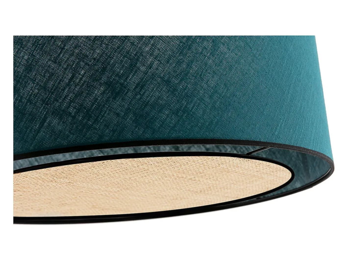 Discount Miliboo Lámpara de techo de lino pavo y rafia 50 cm de diám. TRAVES Azul