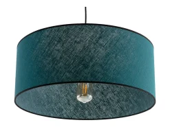 Discount Miliboo Lámpara de techo de lino pavo y rafia 50 cm de diám. TRAVES Azul