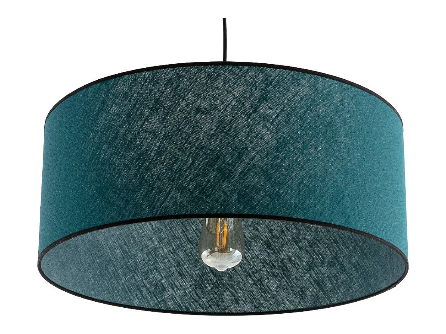 Discount Miliboo Lámpara de techo de lino pavo y rafia 50 cm de diám. TRAVES Azul
