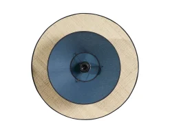 Miliboo Lámpara de techo de lino pavo real y rafia natural 55 cm AZAMI Azul